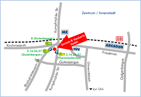 Anfahrtspaln zur Immobilienverwaltung Kortum & Weckerle GmbH